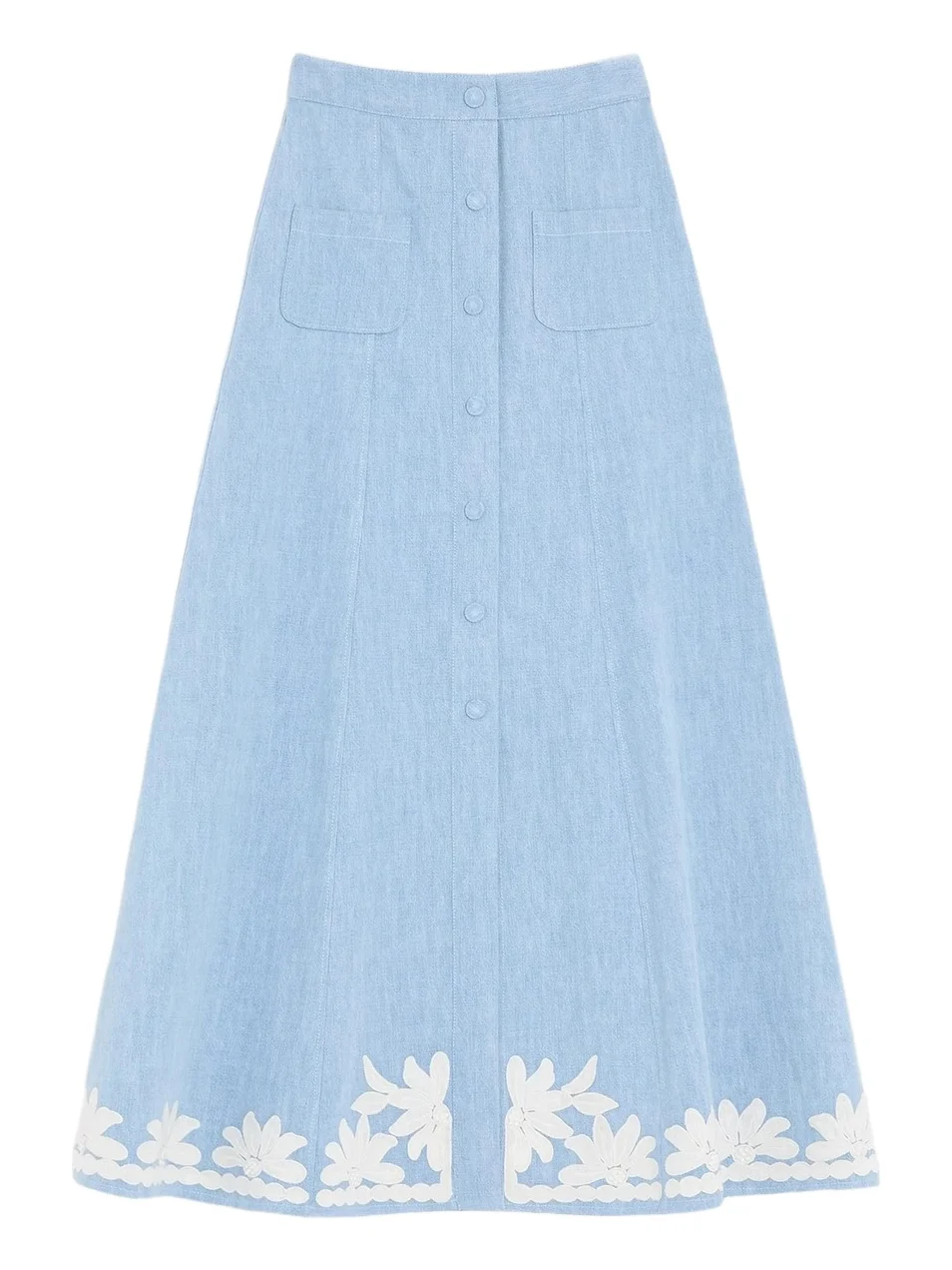 Women's Embroidered Denim Midi Skirt Women's Embroidered Denim Midi Skirt