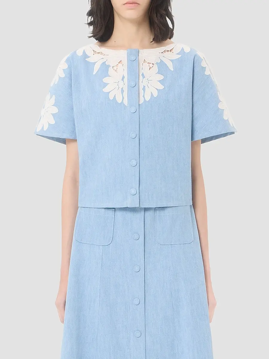 Valentino Women's Embroidered Denim Shirt | Thumbnail 3