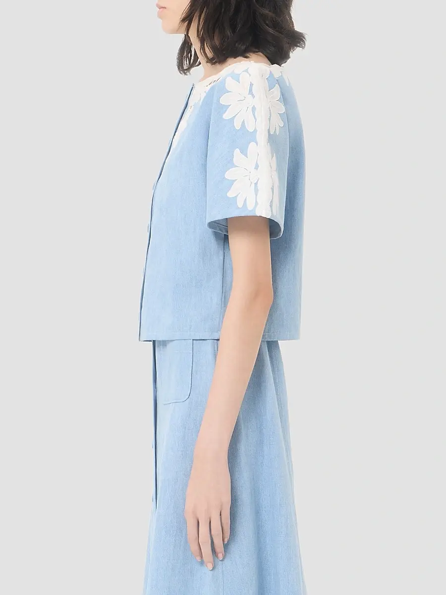 Valentino Women's Embroidered Denim Shirt | Thumbnail 4