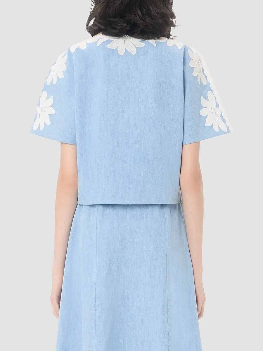 Valentino Women's Embroidered Denim Shirt | Thumbnail 5