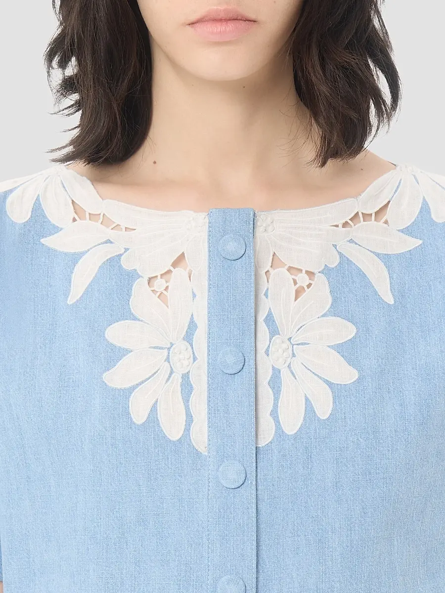 Valentino Women's Embroidered Denim Shirt | Thumbnail 6