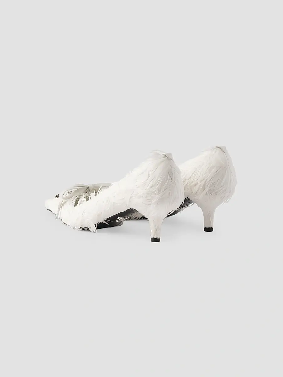 Prada Women's Feather Embellished Satin Pumps | Thumbnail 2 Prada Women's Feather Embellished Satin Pumps | Thumbnail 2