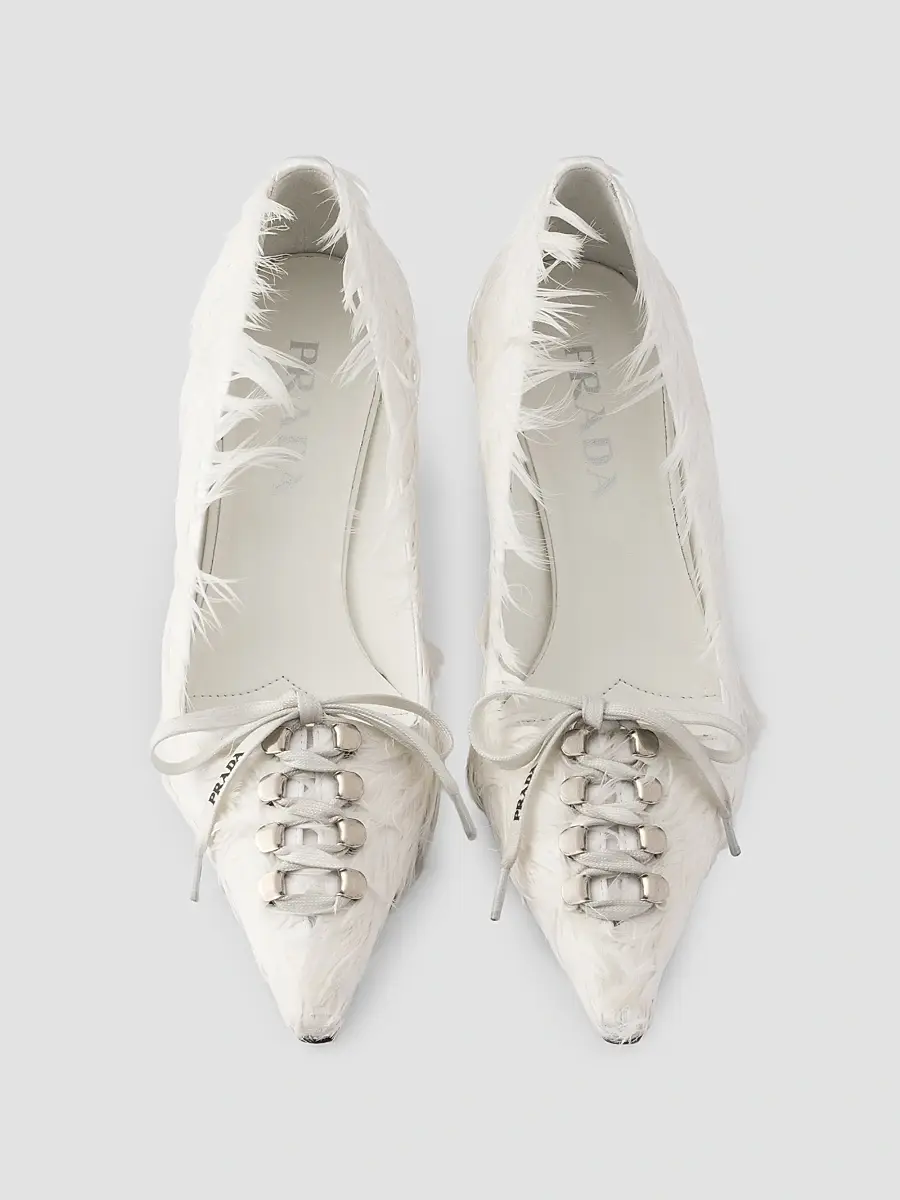 Prada Women's Feather Embellished Satin Pumps | Thumbnail 4 Prada Women's Feather Embellished Satin Pumps | Thumbnail 4