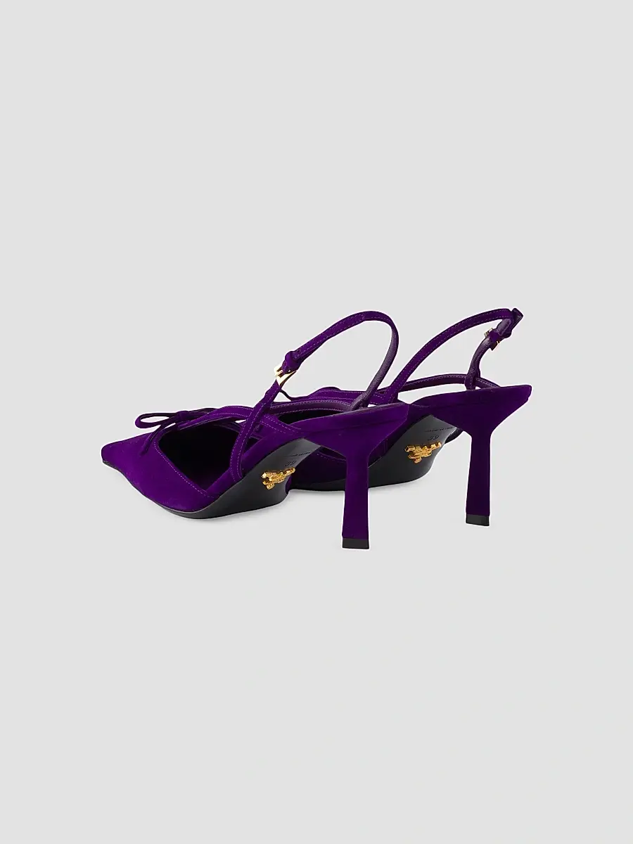 Prada Women's Suede Slingback Pumps | Thumbnail 4