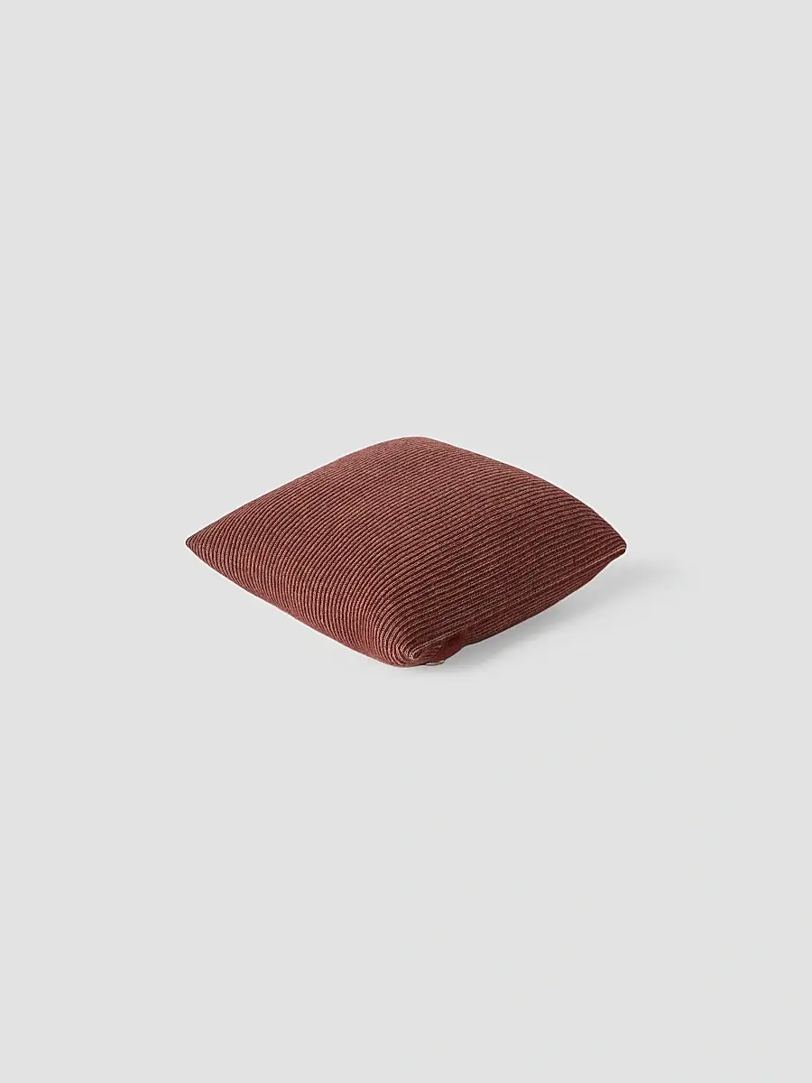 Brunello Cucinelli Cashmere Vanisé Rib Knit Cushion with Metal Buttons - Firebrick | Thumbnail 2 Brunello Cucinelli Cashmere Vanisé Rib Knit Cushion with Metal Buttons - Firebrick | Thumbnail 2