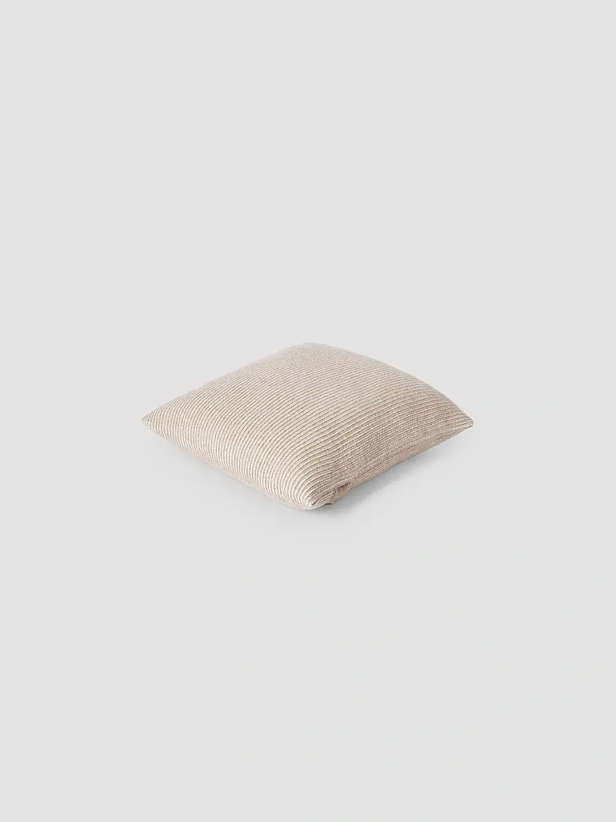 Brunello Cucinelli Cashmere Vanisé Rib Knit Cushion with Metal Buttons - Beige | Thumbnail 2