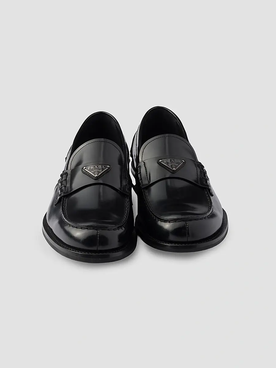 Prada Men's Men's Brushed Leather Loafers | Thumbnail 2 Prada Men's Men's Brushed Leather Loafers | Thumbnail 2