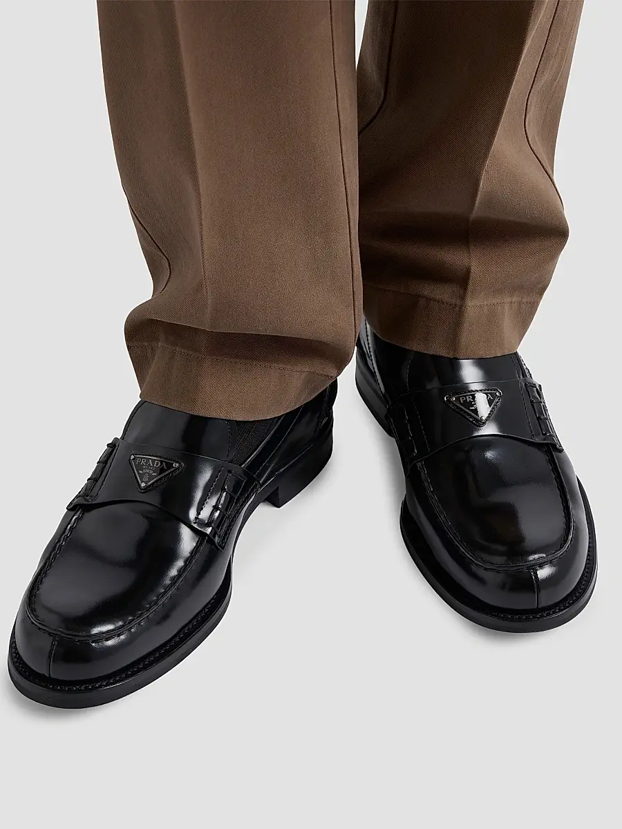Prada Men's Men's Brushed Leather Loafers | Thumbnail 7 Prada Men's Men's Brushed Leather Loafers | Thumbnail 7