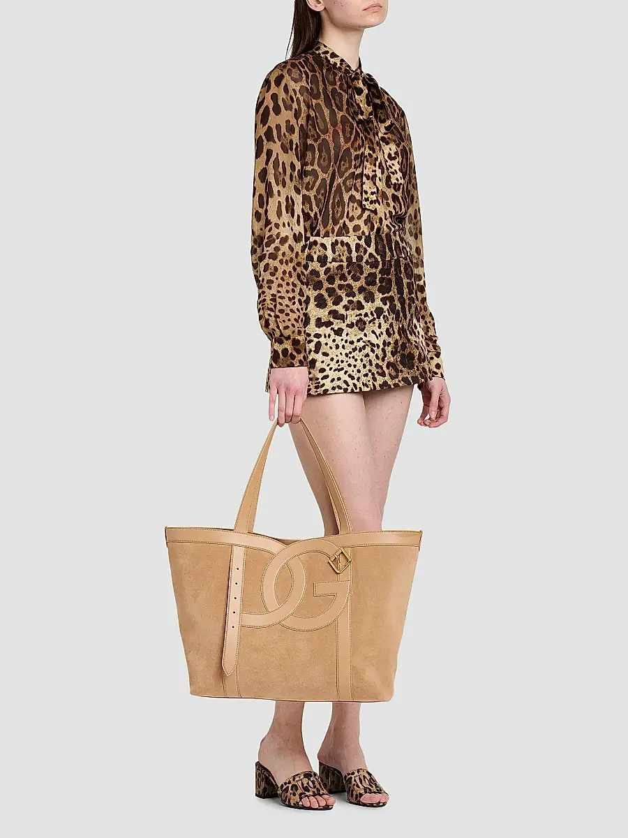 Dolce & Gabbana Women's Sartoriale Logo Suede Tote Bag | Thumbnail 2 Dolce & Gabbana Women's Sartoriale Logo Suede Tote Bag | Thumbnail 2