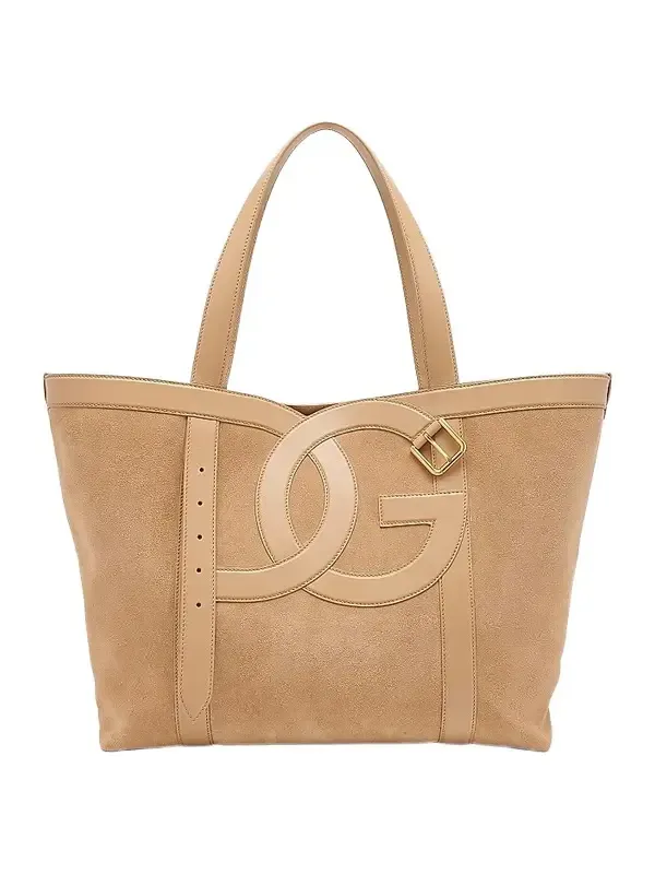 Women's Sartoriale Logo Suede Tote Bag