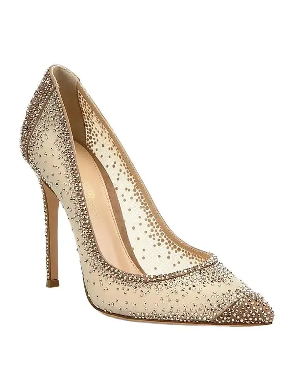 Gianvito Rossi Women's Rania Crystal-Embellished Mesh Pumps