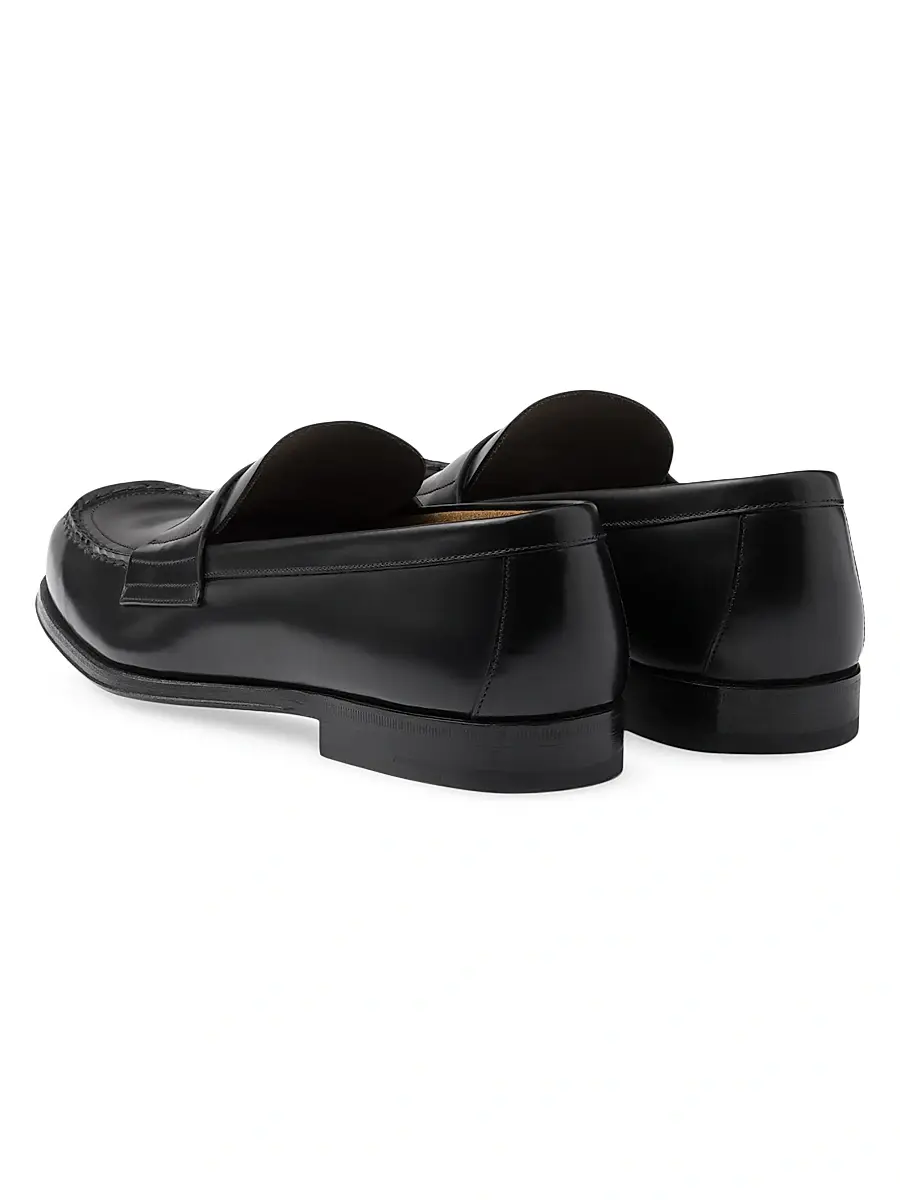 Prada Men's Brushed Leather Loafers - Black | Thumbnail 4