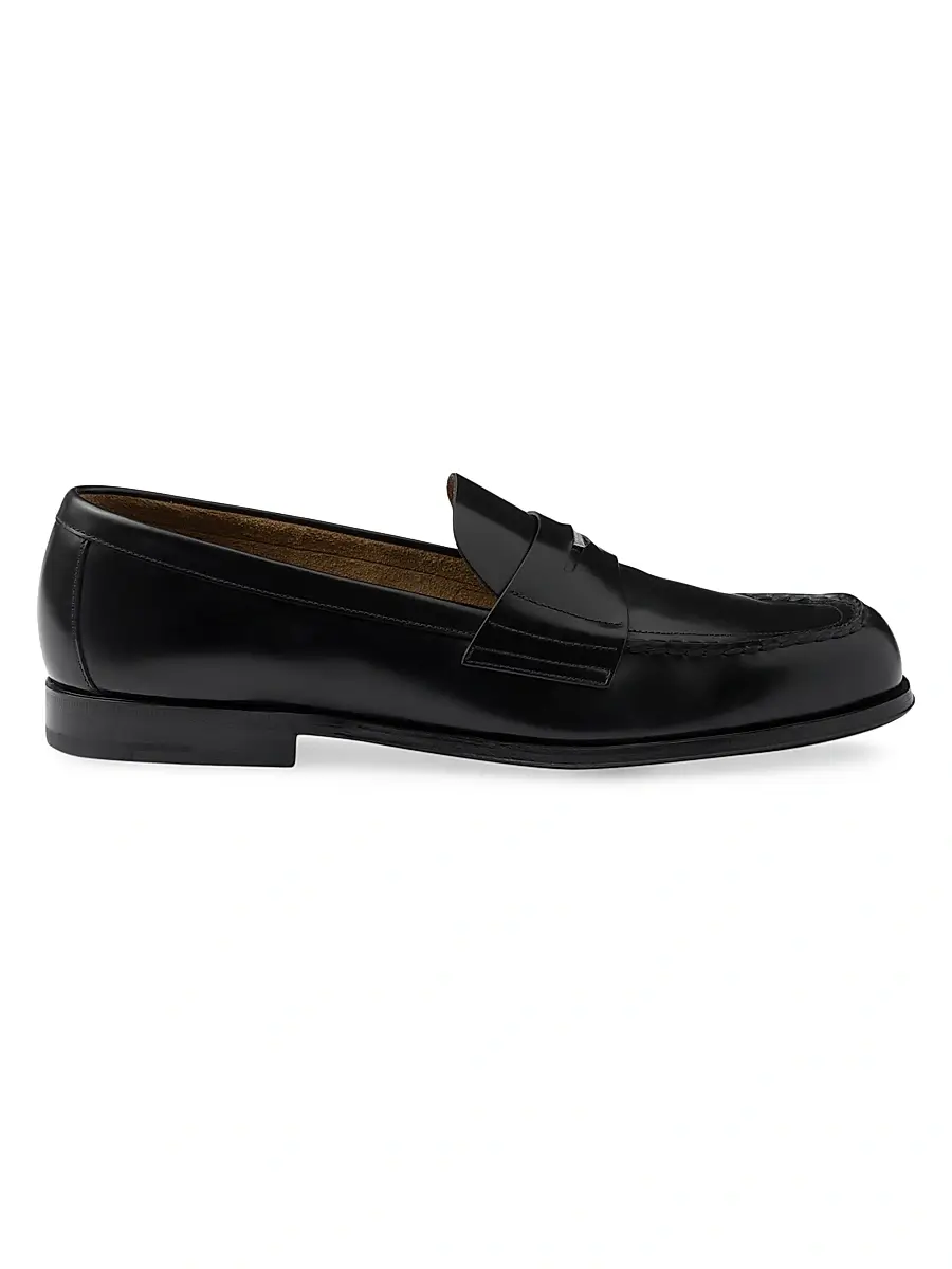 Prada Men's Brushed Leather Loafers - Black | Image 1 Prada Men's Brushed Leather Loafers - Black | Image 1