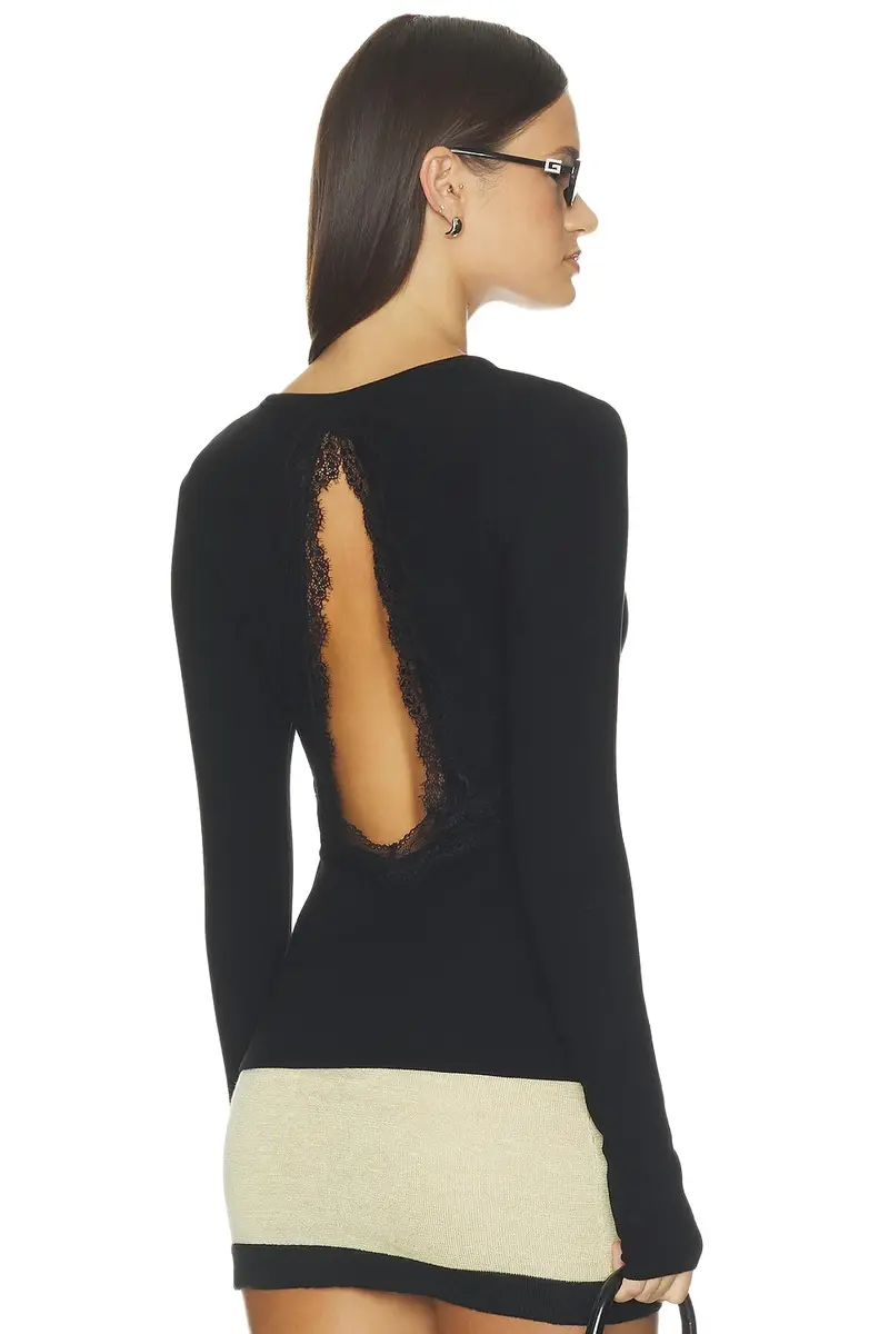 Noir Lace Back Ribbed Top Noir Lace Back Ribbed Top