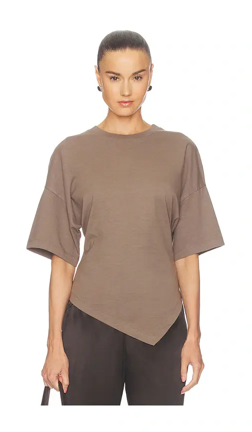 Enza Costa Supima Structured Jersey Assymetrical Tee | Image 1 Enza Costa Supima Structured Jersey Assymetrical Tee | Image 1
