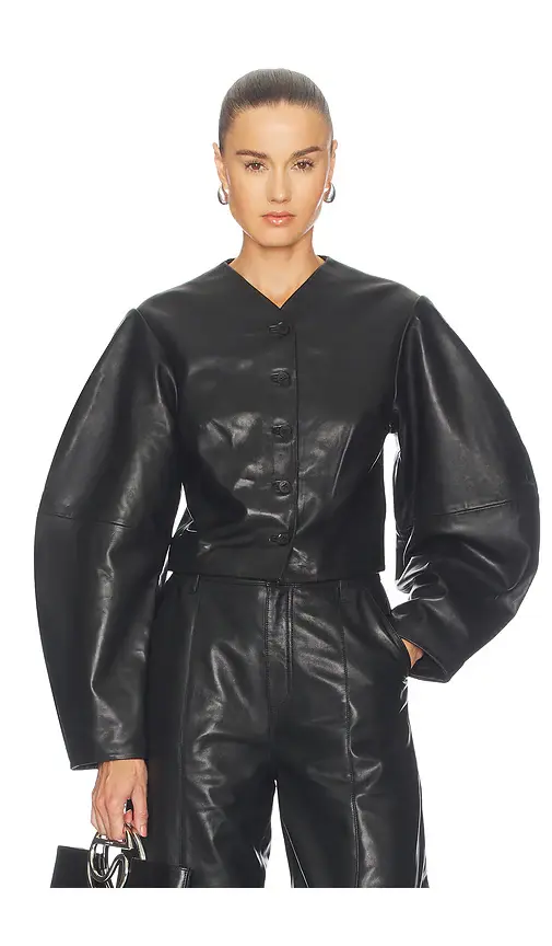 ROTATE Fitted Leather Jacket | Image 1 ROTATE Fitted Leather Jacket | Image 1