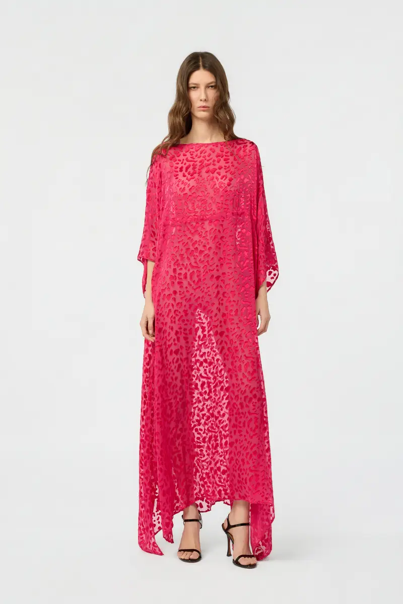 Roberto Cavalli Pink Caftan With Tone-On-Tone Animal Print | Thumbnail 2 Roberto Cavalli Pink Caftan With Tone-On-Tone Animal Print | Thumbnail 2