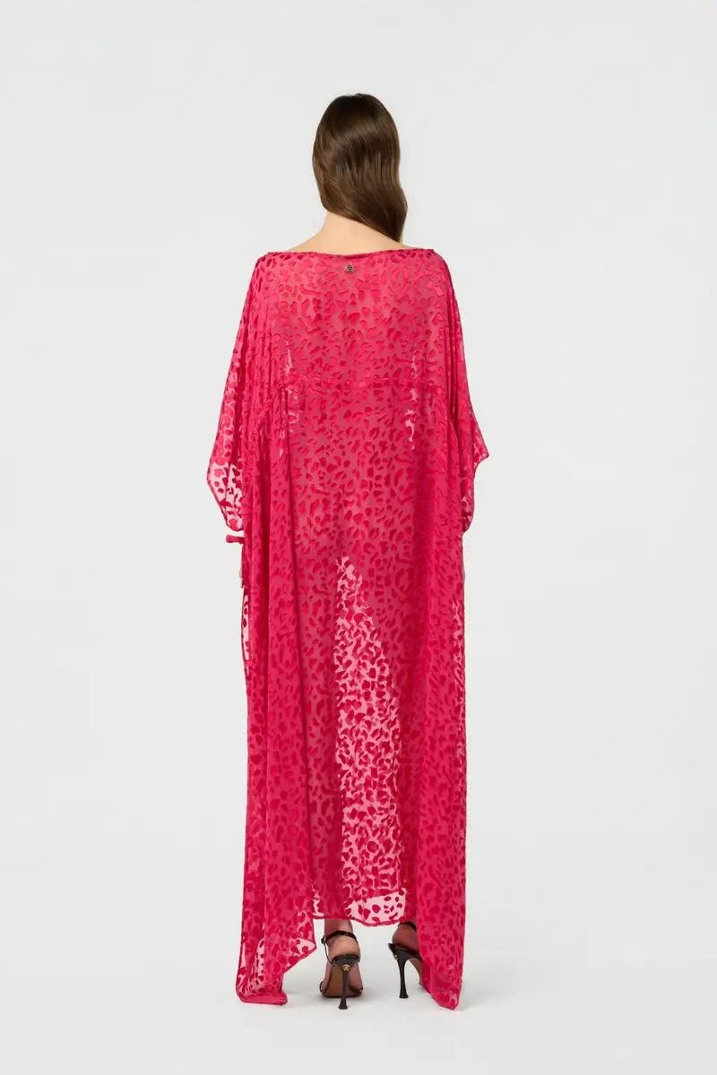 Roberto Cavalli Pink Caftan With Tone-On-Tone Animal Print | Thumbnail 3 Roberto Cavalli Pink Caftan With Tone-On-Tone Animal Print | Thumbnail 3