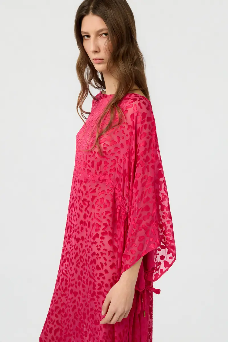 Roberto Cavalli Pink Caftan With Tone-On-Tone Animal Print | Thumbnail 4 Roberto Cavalli Pink Caftan With Tone-On-Tone Animal Print | Thumbnail 4