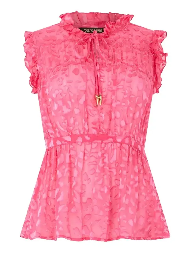 Roberto Cavalli Pink Tone-On-Tone Leopard Shirt