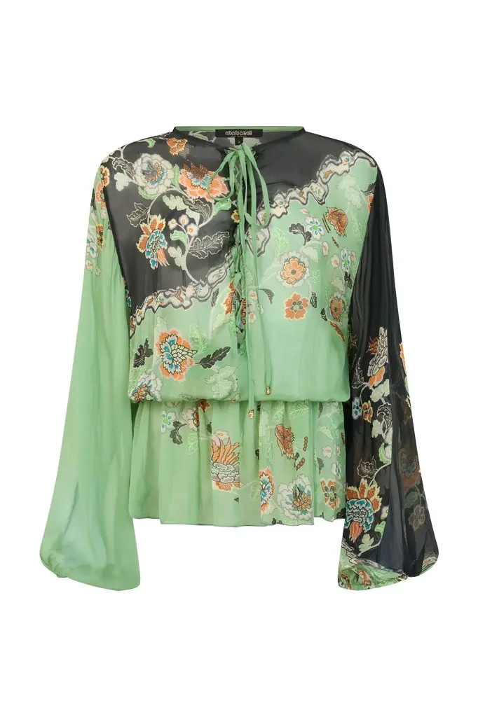 Roberto Cavalli Silk Chiffon Kimono Print Dress