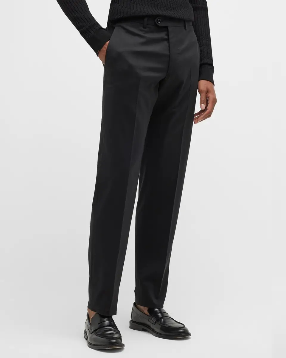 Giorgio Armani Basic Wool Flat-Front Trousers | Thumbnail 2 Giorgio Armani Basic Wool Flat-Front Trousers | Thumbnail 2