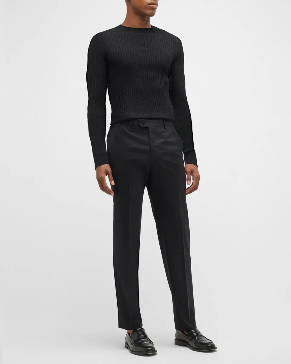 Giorgio Armani Basic Wool Flat-Front Trousers | Thumbnail 3 Giorgio Armani Basic Wool Flat-Front Trousers | Thumbnail 3