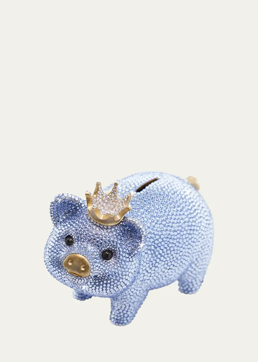 Jay Strongwater Baby Blue Piggy Bank w/ Crown | Thumbnail 2 Jay Strongwater Baby Blue Piggy Bank w/ Crown | Thumbnail 2