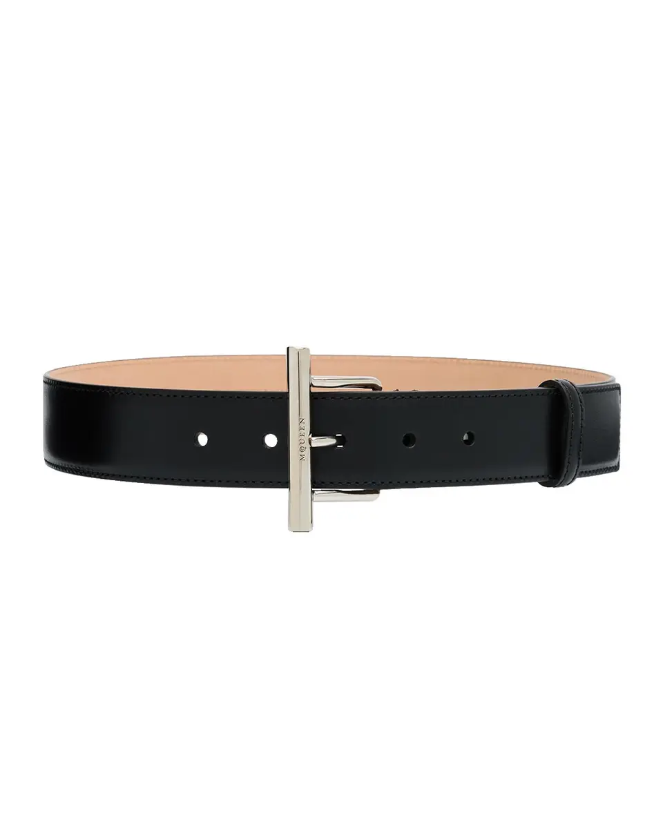 Alexander McQueen T-Bar Skinny Leather Belt | Thumbnail 3