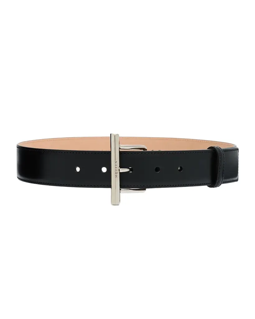Alexander McQueen T-Bar Skinny Leather Belt | Image 1 Alexander McQueen T-Bar Skinny Leather Belt | Image 1
