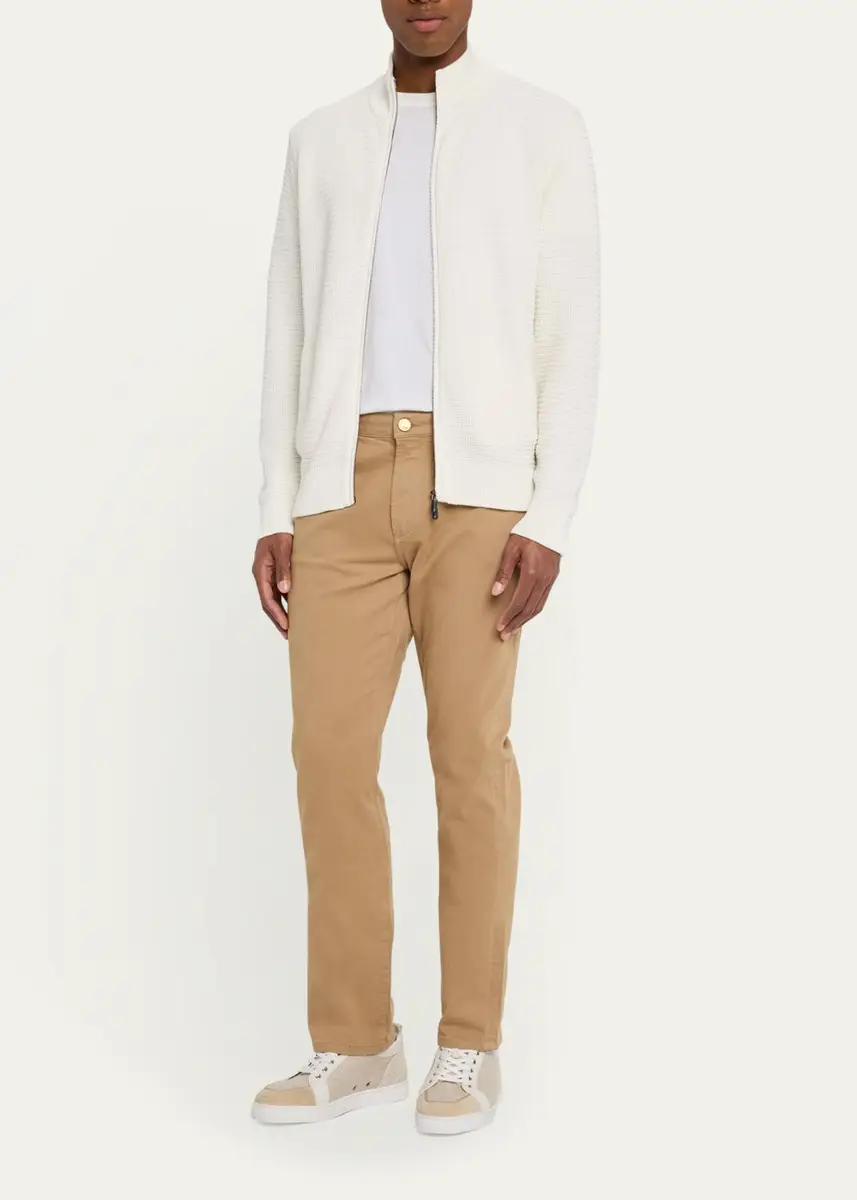 Cesare Attolini Men's Waffle Knit Full-Zip Sweater | Thumbnail 2 Cesare Attolini Men's Waffle Knit Full-Zip Sweater | Thumbnail 2