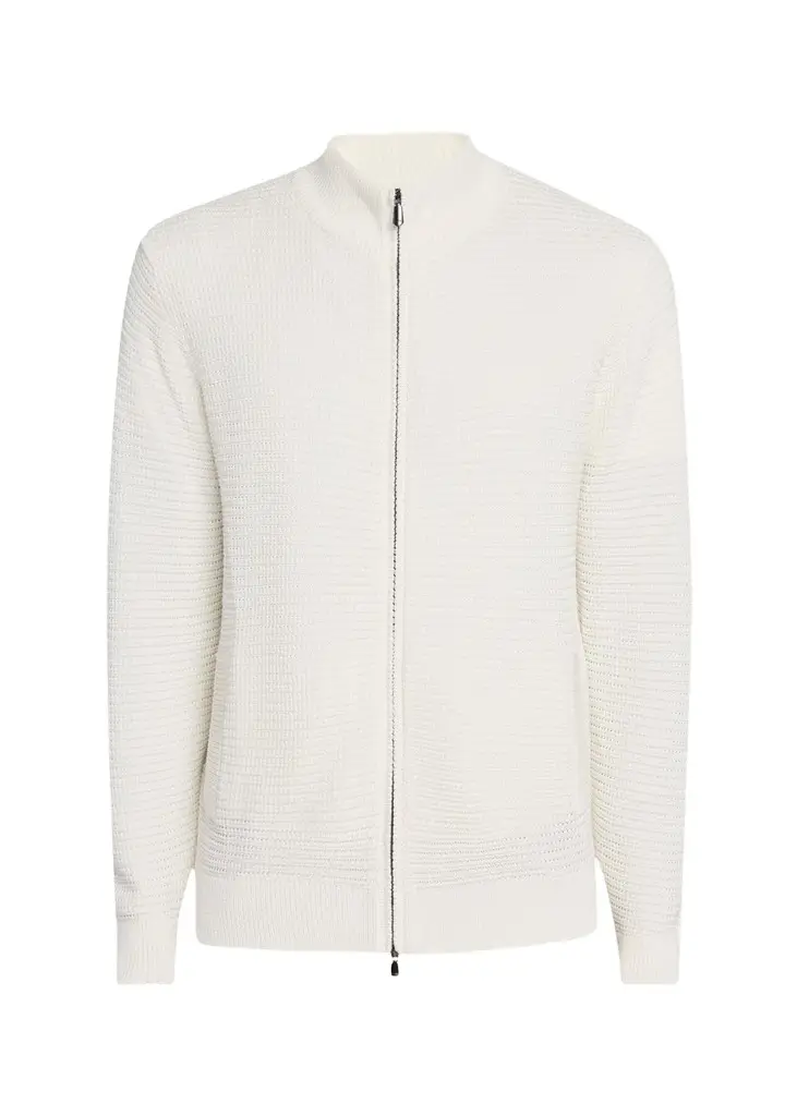 Cesare Attolini Men's Waffle Knit Full-Zip Sweater | Image 1 Cesare Attolini Men's Waffle Knit Full-Zip Sweater | Image 1