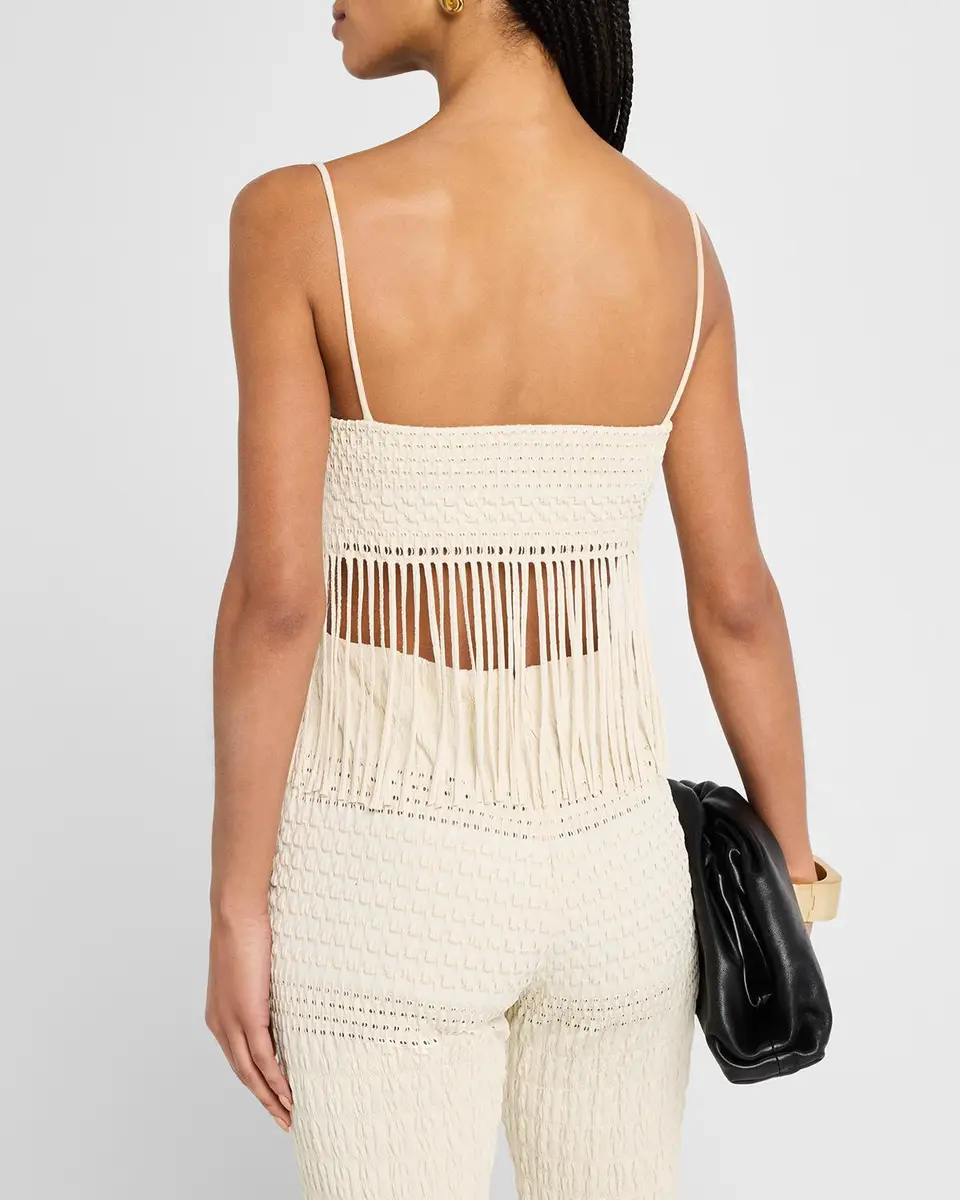 Nanushka Mariz Woven Fringe Seersucker Top | Thumbnail 3 Nanushka Mariz Woven Fringe Seersucker Top | Thumbnail 3