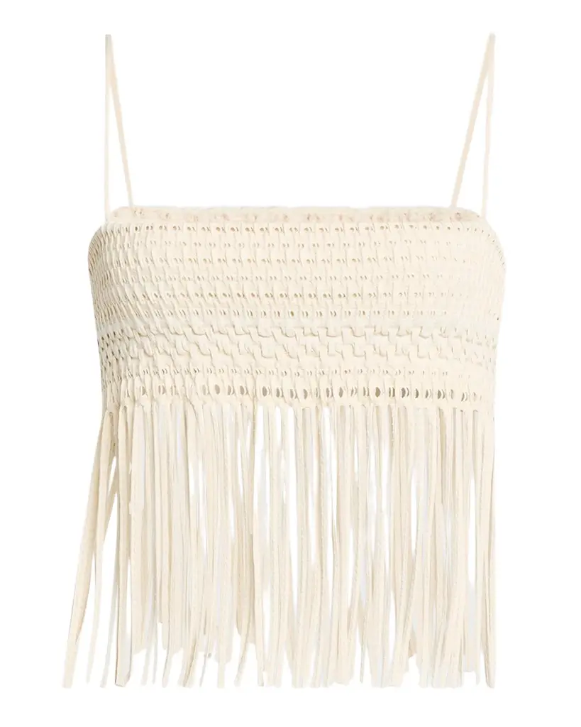 Nanushka Mariz Woven Fringe Seersucker Top | Image 1 Nanushka Mariz Woven Fringe Seersucker Top | Image 1