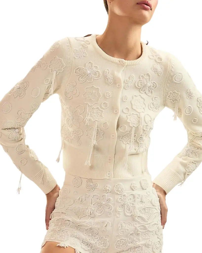 CYNTHIA ROWLEY Paloma Beaded Shrunken Cardigan | Image 1 CYNTHIA ROWLEY Paloma Beaded Shrunken Cardigan | Image 1