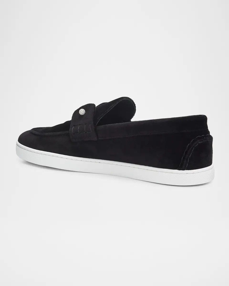 Christian Louboutin Men's Chambeliboat Night Strass Velvet Boat Shoes | Thumbnail 2 Christian Louboutin Men's Chambeliboat Night Strass Velvet Boat Shoes | Thumbnail 2