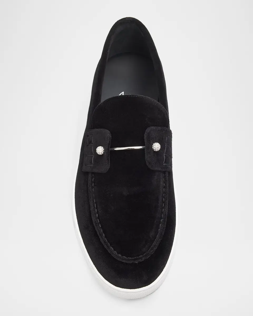 Christian Louboutin Men's Chambeliboat Night Strass Velvet Boat Shoes | Thumbnail 4 Christian Louboutin Men's Chambeliboat Night Strass Velvet Boat Shoes | Thumbnail 4