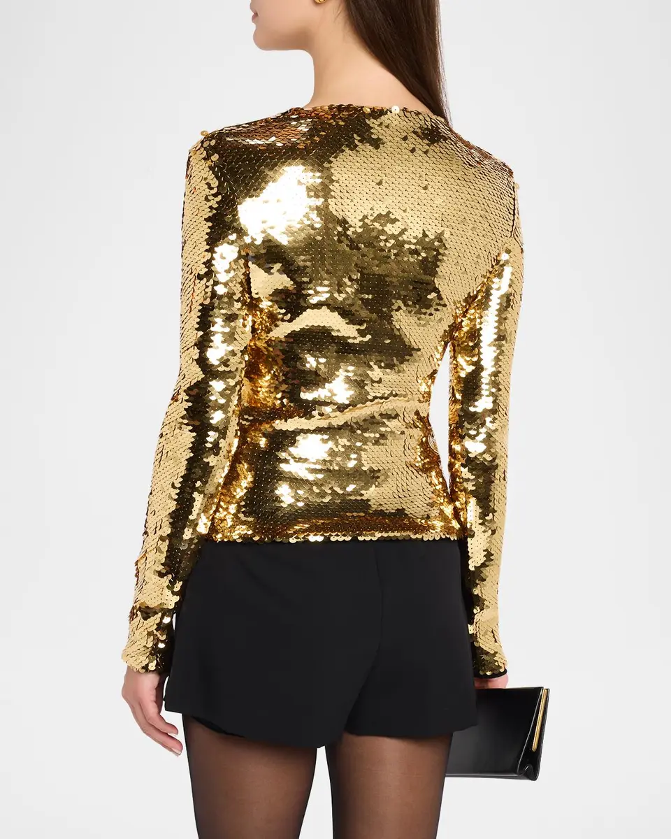 Jean Paul Gaultier Sequined Long-Sleeve Fitted Top | Thumbnail 3
