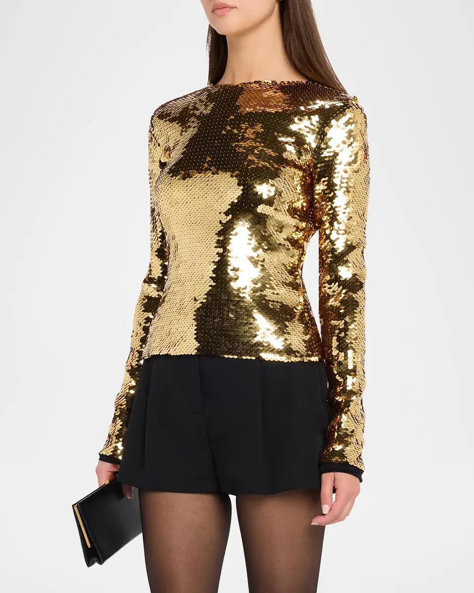 Jean Paul Gaultier Sequined Long-Sleeve Fitted Top | Thumbnail 4