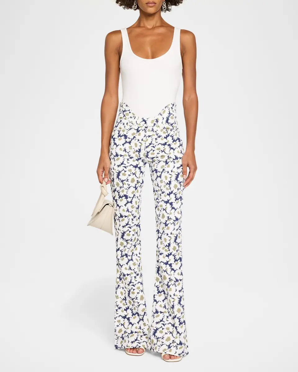 Jean Paul Gaultier Arched Waist Floral Flare Jeans | Thumbnail 2