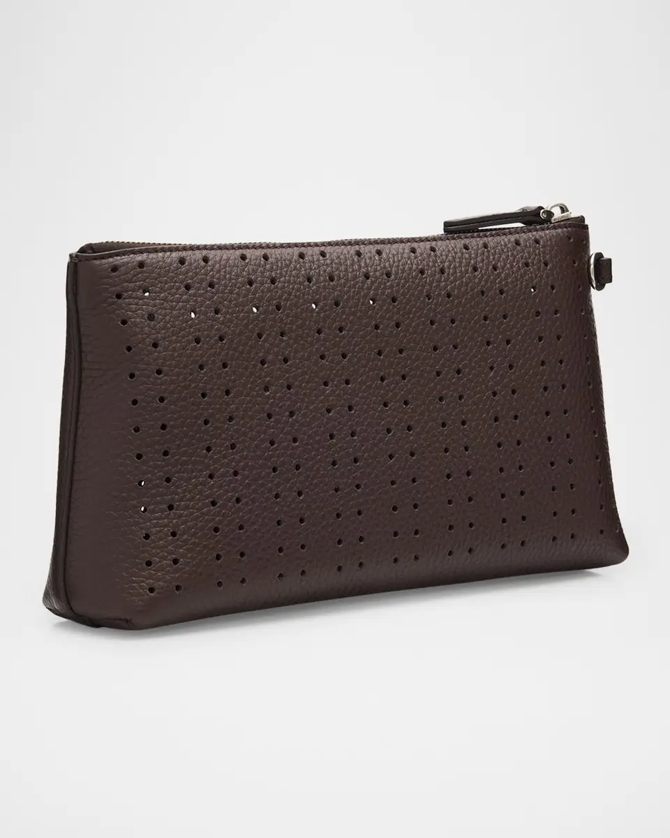 Valentino Garavani Men's Perforated Leather Zip Pouch | Thumbnail 3 Valentino Garavani Men's Perforated Leather Zip Pouch | Thumbnail 3