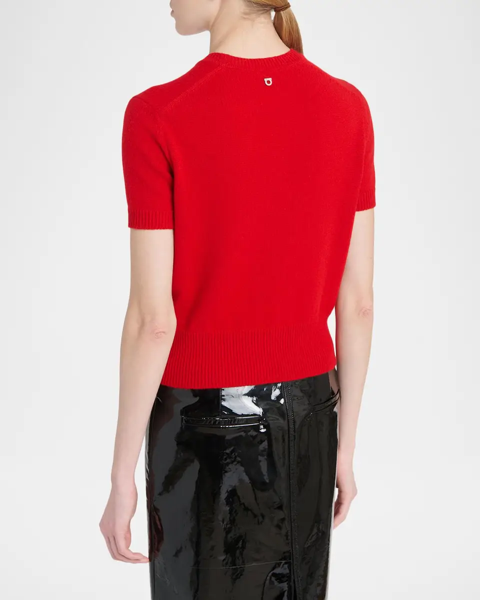 Ferragamo Short-Sleeve Cashmere Crewneck Sweater | Thumbnail 3 Ferragamo Short-Sleeve Cashmere Crewneck Sweater | Thumbnail 3