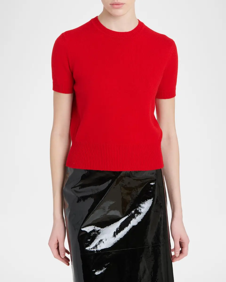 Ferragamo Short-Sleeve Cashmere Crewneck Sweater | Thumbnail 4 Ferragamo Short-Sleeve Cashmere Crewneck Sweater | Thumbnail 4