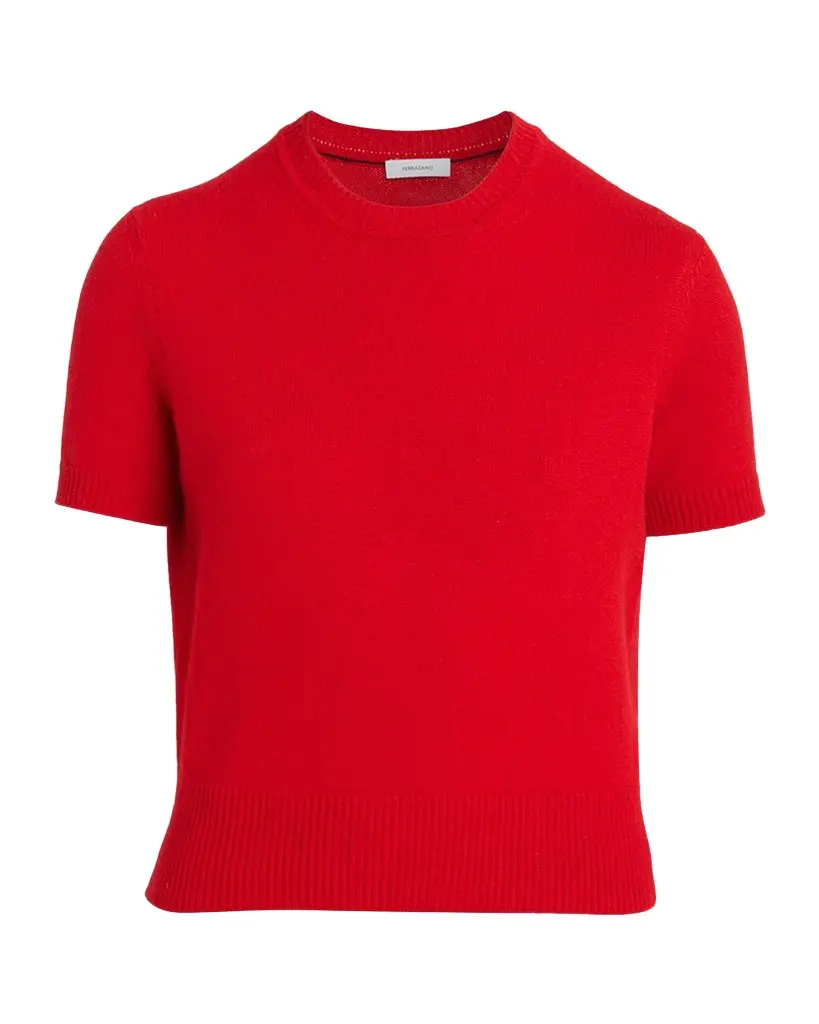 FERRAGAMO Short-Sleeve Cashmere Crewneck Sweater | Image 1 FERRAGAMO Short-Sleeve Cashmere Crewneck Sweater | Image 1