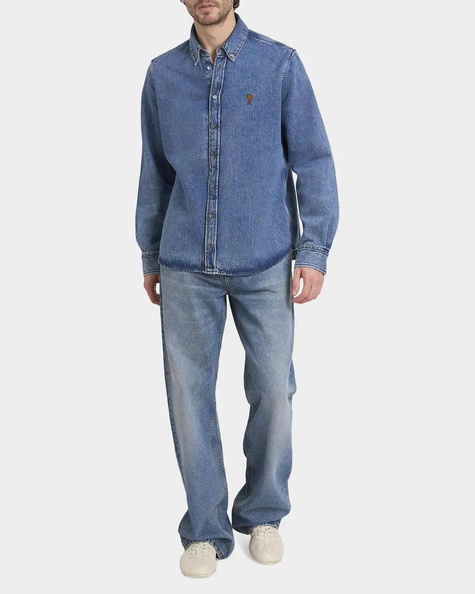 AMI PARIS Men's Ami de Coeur Denim Button-Down Shirt | Thumbnail 2 AMI PARIS Men's Ami de Coeur Denim Button-Down Shirt | Thumbnail 2