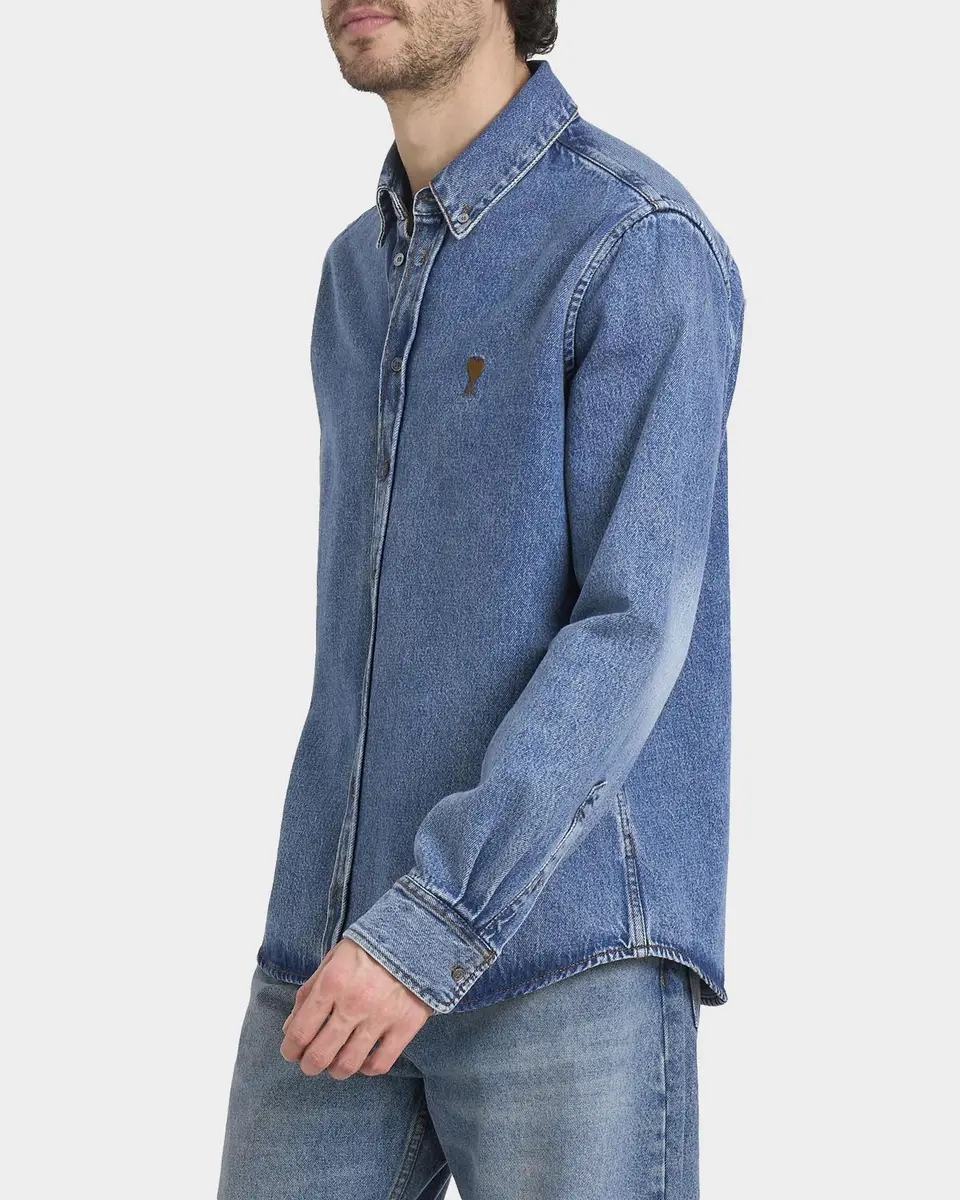 AMI PARIS Men's Ami de Coeur Denim Button-Down Shirt | Thumbnail 6 AMI PARIS Men's Ami de Coeur Denim Button-Down Shirt | Thumbnail 6