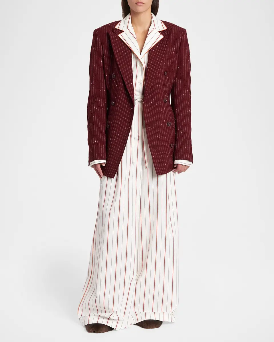 Dolce & Gabbana Sartorial Striped Cotton-Silk Button-Down Pajama Top | Thumbnail 2 Dolce & Gabbana Sartorial Striped Cotton-Silk Button-Down Pajama Top | Thumbnail 2