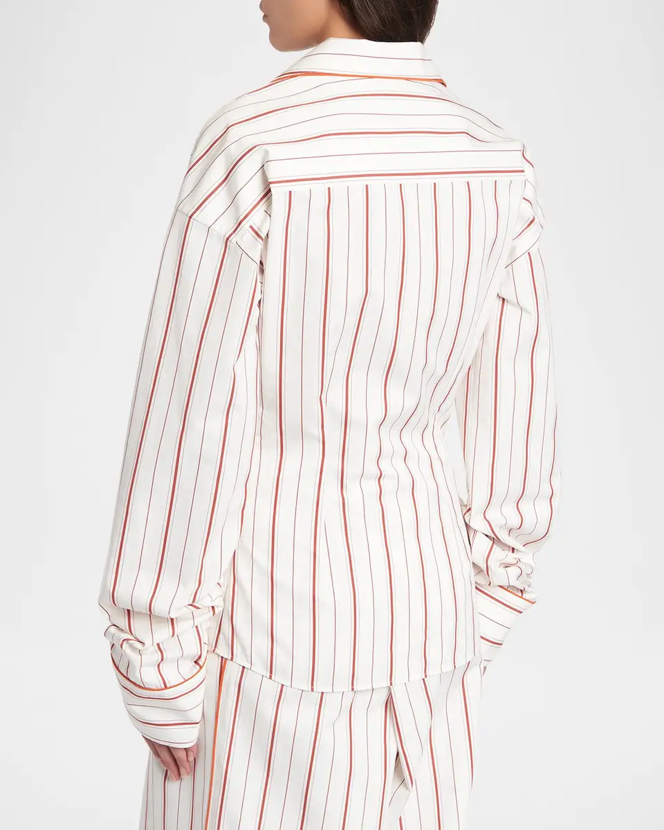 Dolce & Gabbana Sartorial Striped Cotton-Silk Button-Down Pajama Top | Thumbnail 3 Dolce & Gabbana Sartorial Striped Cotton-Silk Button-Down Pajama Top | Thumbnail 3