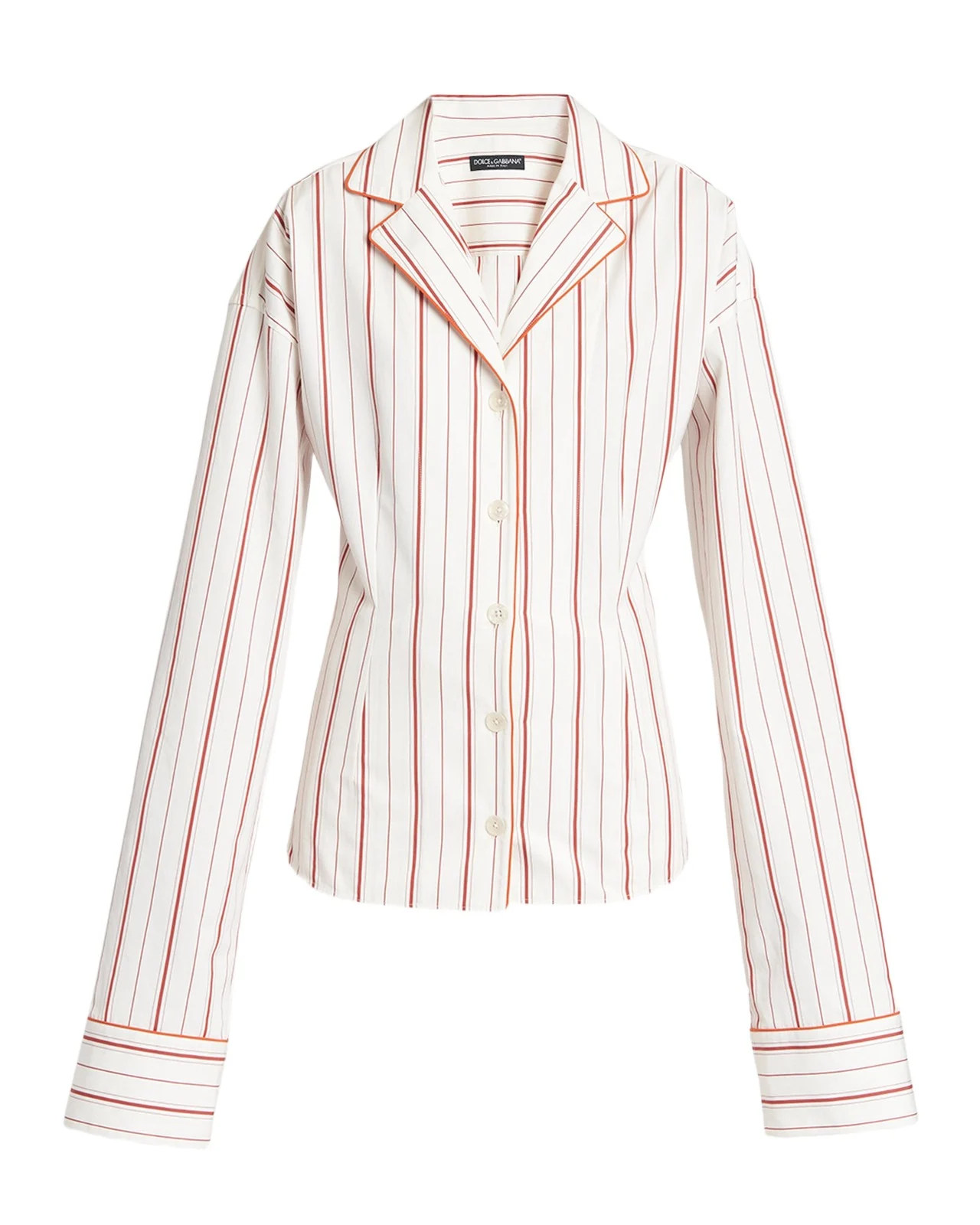 Dolce & Gabbana Sartorial Striped Cotton-Silk Button-Down Pajama Top