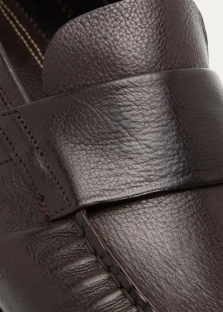 Bergdorf Goodman Men's Buffalo Leather Moc-Toe Loafers | Thumbnail 5 Bergdorf Goodman Men's Buffalo Leather Moc-Toe Loafers | Thumbnail 5